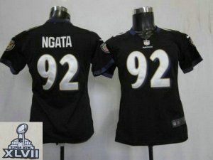 2013 Super Bowl XLVII Women NEW NFL Baltimore Ravens 92 Haloti Ngata Black Jerseys