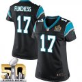 Women Nike Panthers #17 Devin Funchess Black Team Color Super Bowl 50 Stitched Jersey