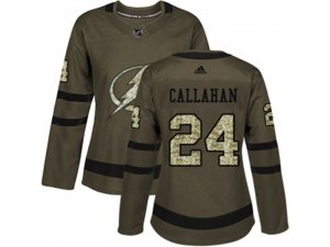 Women Adidas Tampa Bay Lightning #24 Ryan Callahan Green Salute to Service Stitched NHL Jersey