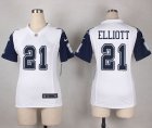 Women Nike Dallas Cowboys #21 Ezekiel Elliott White Stitched NFL Elite Rush Jersey