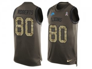 Mens Nike Detroit Lions #80 Michael Roberts Limited Green Salute to Service Tank Top NFL Jersey