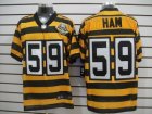 Nike NFL Pittsburgh Steelers #59 Ham Yellow Black 80th Throwback Elite jerseys