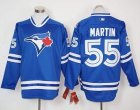 Men Toronto Blue Jays #55 Russell Martin Blue Long Sleeve Stitched MLB Jersey