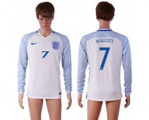 England #7 Walcott Home Long Sleeves Soccer Country Jersey