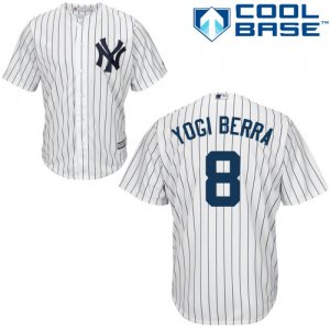 Men\'s Majestic New York Yankees #8 Yogi Berra Replica White Home MLB Jersey