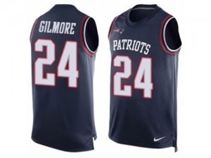 Mens Nike New England Patriots #24 Stephon Gilmore Limited Navy Blue Player Name & Number Tank Top NFL Jersey