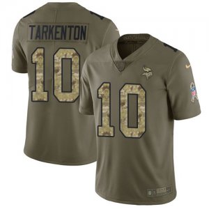 Nike Vikings #10 Fran Tarkenton Olive Camo Salute To Service Limited Jersey