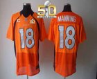 Nike Denver Broncos#18 Peyton Manning Orange Team Color With C Patch Super Bowl 50 Men Stitched NFL Elite Jersey