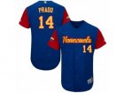 Mens Venezuela Baseball Majestic #14 Martin Prado Royal Blue 2017 World Baseball Classic Authentic Team Jersey