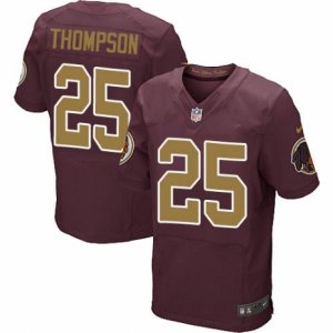 Mens Nike Washington Redskins #25 Chris Thompson Elite Burgundy Red Gold Number Alternate 80TH Anniversary NFL Jersey