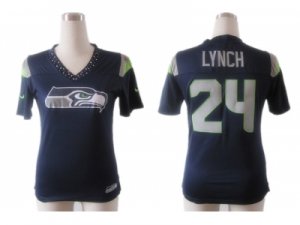 Nike Women Seattle Seahawks #24 Marshawn Lynch Blue Field Flirt Fashion Jerseys[2012]