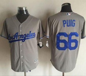 Los Angeles Dodgers #66 Yasiel Puig Grey New Cool Base Stitched Baseball Jersey