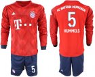 2018-19 Bayern Munich 5 HUMMELS Home Long Sleeve Soccer Jersey