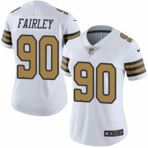 Women\'s Nike New Orleans Saints #90 Nick Fairley Limited White Rush NFL Jersey