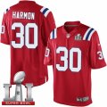 Youth Nike New England Patriots #30 Duron Harmon Elite Red Alternate Super Bowl LI 51 NFL Jersey