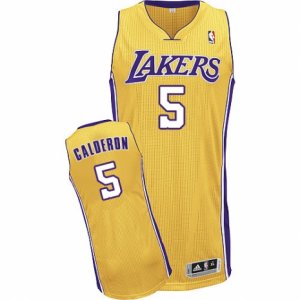 Mens Adidas Los Angeles Lakers #5 Jose Calderon Authentic Gold Home NBA Jersey