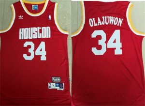 Rockets #34 Hakeem Olajuwon Red Hardwood Classics Jersey