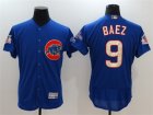 Chicago Cubs #9 Javier Baez Blue World Series Champions Gold Program Flexbase Jersey