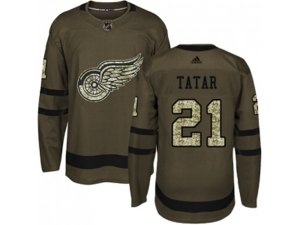 Youth Adidas Detroit Red Wings #21 Tomas Tatar Green Salute to Service Stitched NHL Jersey