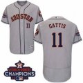 Astros #11 Evan Gattis Grey Flexbase Authentic Collection 2017 World Series Champions Stitched MLB Jersey