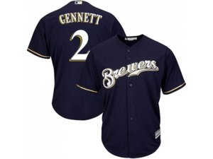 Youth Milwaukee Brewers #2 Scooter Gennett Navy blue Cool Base Stitched MLB Jersey