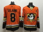 Ducks #8 Teemu Selanne Orange Adidas Jersey