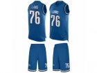 Mens Nike Detroit Lions #76 T.J. Lang Limited Light Blue Tank Top Suit NFL Jersey