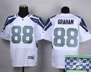 Nike Seattle Seahawks #88 Jimmy Graham white jerseys(Elite)(Signature)