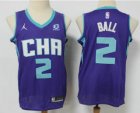 Men Charlotte Hornets #2 LaMelo Ball Purple 2021 Brand Jordan City