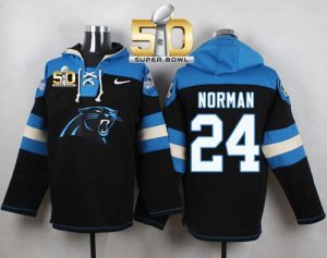 Nike Carolina Panthers #24 Josh Norman Black Super Bowl 50 Player Pullover NFL Hoodie