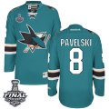 Mens Reebok San Jose Sharks #8 Joe Pavelski Premier Teal Green Home 2016 Stanley Cup Final Bound NHL Jersey