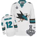 Mens Reebok San Jose Sharks #12 Patrick Marleau Premier White Away 2016 Stanley Cup Final Bound NHL Jersey