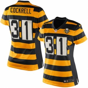 Women\'s Nike Pittsburgh Steelers #31 Ross Cockrell Limited Yellow Black Alternate 80TH Anniversary Throwback NFL Jersey