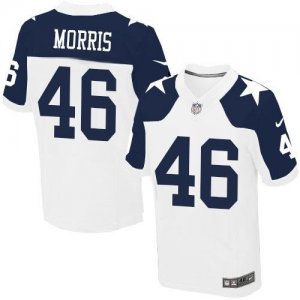 Nike Dallas Cowboys #46 Alfred Morris White Thanksgiving Men Stitched NFL Throwback Elite Jersey