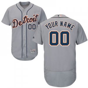 2016 Men Detroit Tigers Majestic Gray Flexbase Authentic Collection Custom Jersey