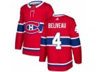 Men Adidas Montreal Canadiens #4 Jean Beliveau Red Home Authentic Stitched NHL Jersey