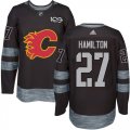 Mens Calgary Flames #27 Dougie Hamilton Black 1917-2017 100th Anniversary Stitched NHL Jersey