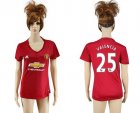 Womens Manchester United #25 Valencia Red Home Soccer Club Jersey