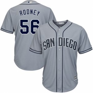 Men\'s Majestic San Diego Padres #56 Fernando Rodney Authentic Grey Road Cool Base MLB Jersey