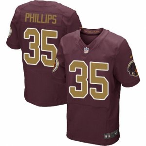 Mens Nike Washington Redskins #35 Dashaun Phillips Elite Burgundy Red Gold Number Alternate 80TH Anniversary NFL Jersey