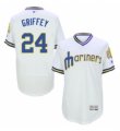 Majestic Seattle Mariners #24 Ken Griffey White Flexbase Authentic Collection Cooperstown MLB Jersey