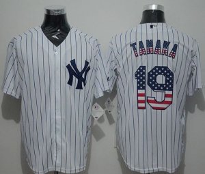 New York Yankees #19 Masahiro Tanaka White Strip USA Flag Fashion Stitched Baseball Jersey