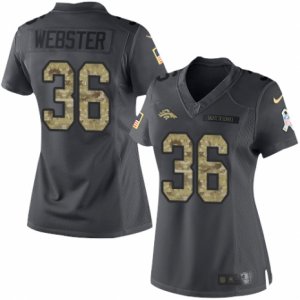 Women\'s Nike Denver Broncos #36 Kayvon Webster Limited Black 2016 Salute to Service NFL Jersey