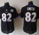 Nike Ravens #82 Torrey Smith Black With Hall of Fame 50th Patch NFL Elite Jersey