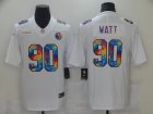 Nike Steelers #90 T.J. Watt White Vapor Untouchable Rainbow Limited Jersey