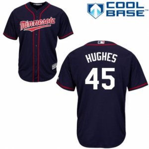 Men\'s Majestic Minnesota Twins #45 Phil Hughes Replica Navy Blue Alternate Road Cool Base MLB Jersey