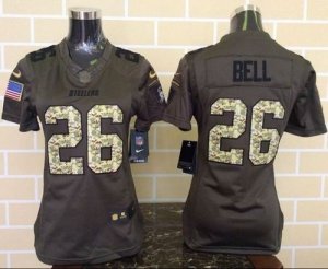 Women Nike Pittsburgh Steelers #26 Le\'Veon Bell Green Salute to Service Jerseys