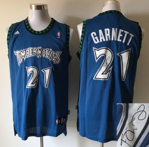 NBA Minnesota Timberwolves #21 Kevin Garnett blue jerseys(Autographed)