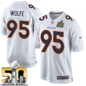 Nike Denver Broncos #95 Derek Wolfe White Super Bowl 50 Men Stitched NFL Game Event Jersey