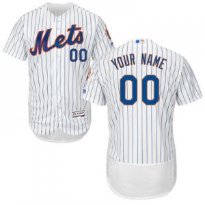 2016 Men New York Mets Majestic White-Royal Flexbase Authentic Collection Custom Jersey